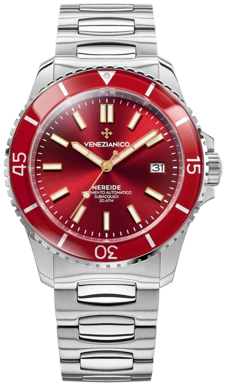 Venezianico Herreklokke 3321503C Nereide Rød/Stål Ø42 mm