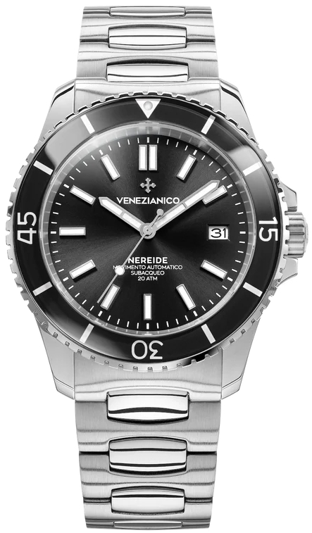 Venezianico Herreklokke 3321504C Nereide Sort/Stål Ø42 mm