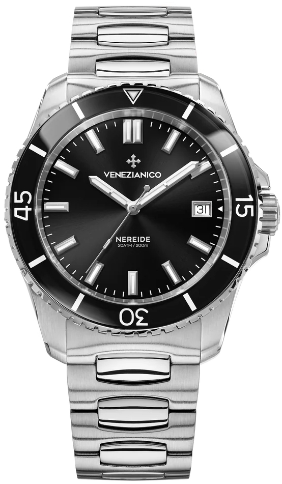 Venezianico Herreklokke 3321514C Nereide Sort/Stål Ø42 mm