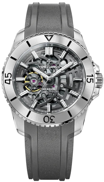 Venezianico Herreklokke 3921508 Nereide Ultraleggero Grå/Gummi Ø42