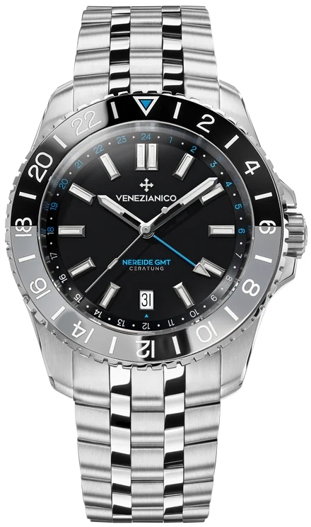 Venezianico Herreklokke 4521500S Nereide GMT Ceratung Sort/Stål Ø42