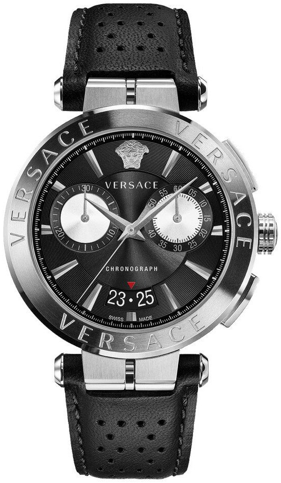 Versace Herreklokke VE1D02123 Aion Sort/Lær Ø45 mm