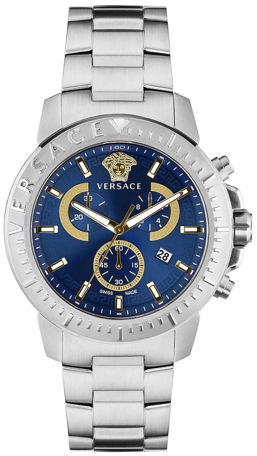 Versace Herreklokke VE2E00721 V Chrono Blå/Stål Ø45 mm