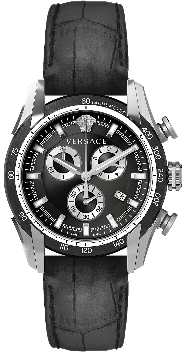 Versace Herreklokke VE2I00121 V Ray Sort/Lær Ø44 mm