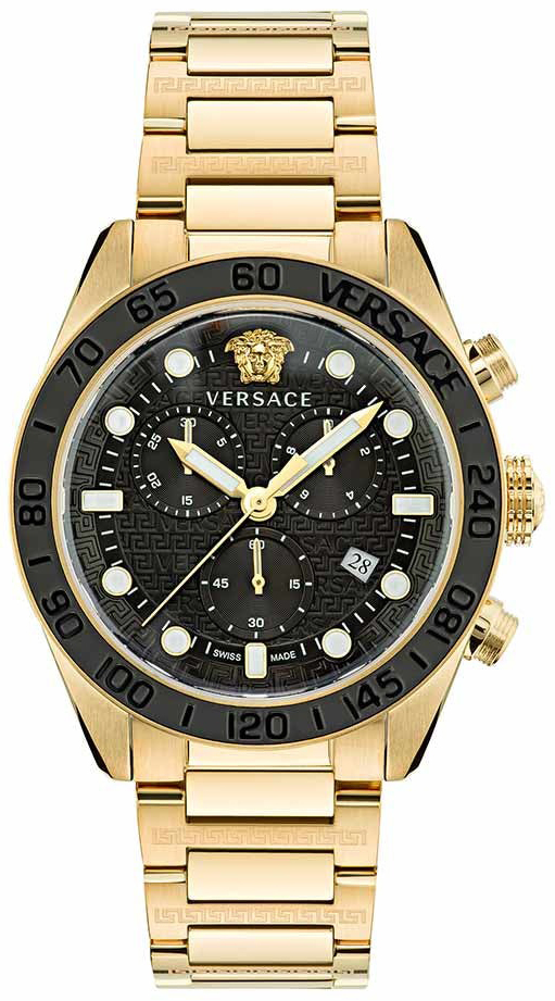 Versace Herreklokke VE6K00523 Greca Dome Sort/Gulltonet stål Ø43 mm