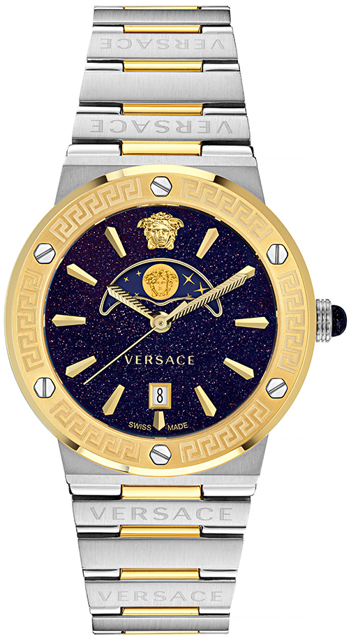 Versace VE7G00223 Greca Sort/Gulltonet stål Ø45 mm