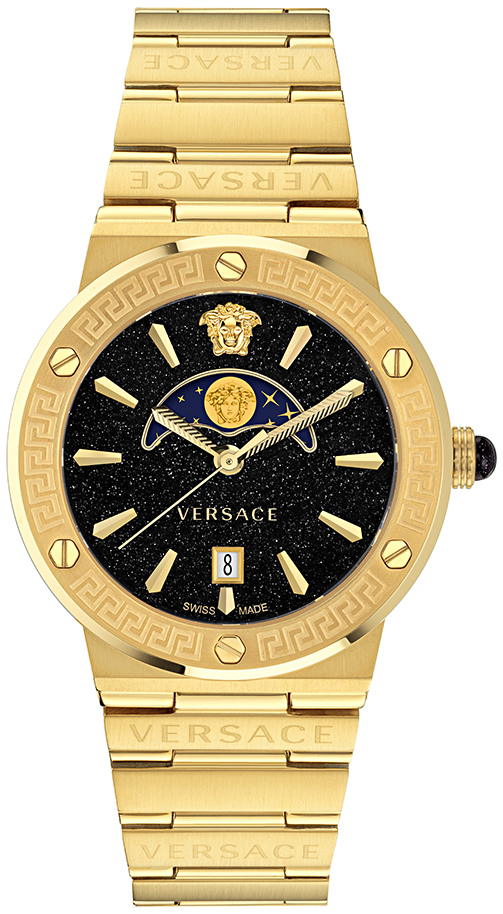 Versace VE7G00323 Greca Sort/Gulltonet stål Ø45 mm
