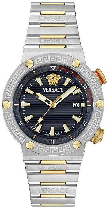 Versace Herreklokke VE8G00424 Greca Logo Sort/Gulltonet stål Ø43 mm