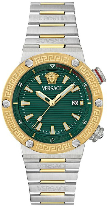 Versace Herreklokke VE8G00524 Greca Logo Grønn/Gulltonet stål Ø43