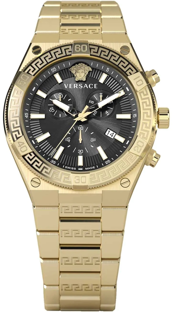Versace Herreklokke VESO00922 Sport Greca Sort/Gulltonet stål Ø46 mm