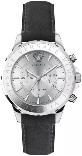 Versace Herreklokke VEV601223 Signature Sølvfarget/Lær Ø44 mm