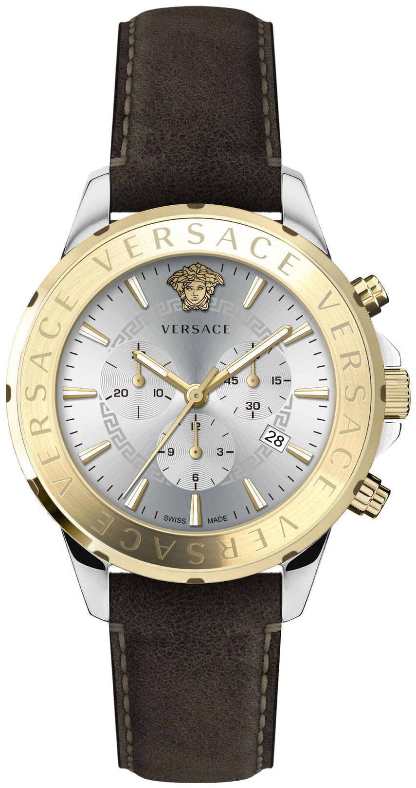Versace Herreklokke VEV601323 Signature Sølvfarget/Lær Ø44 mm