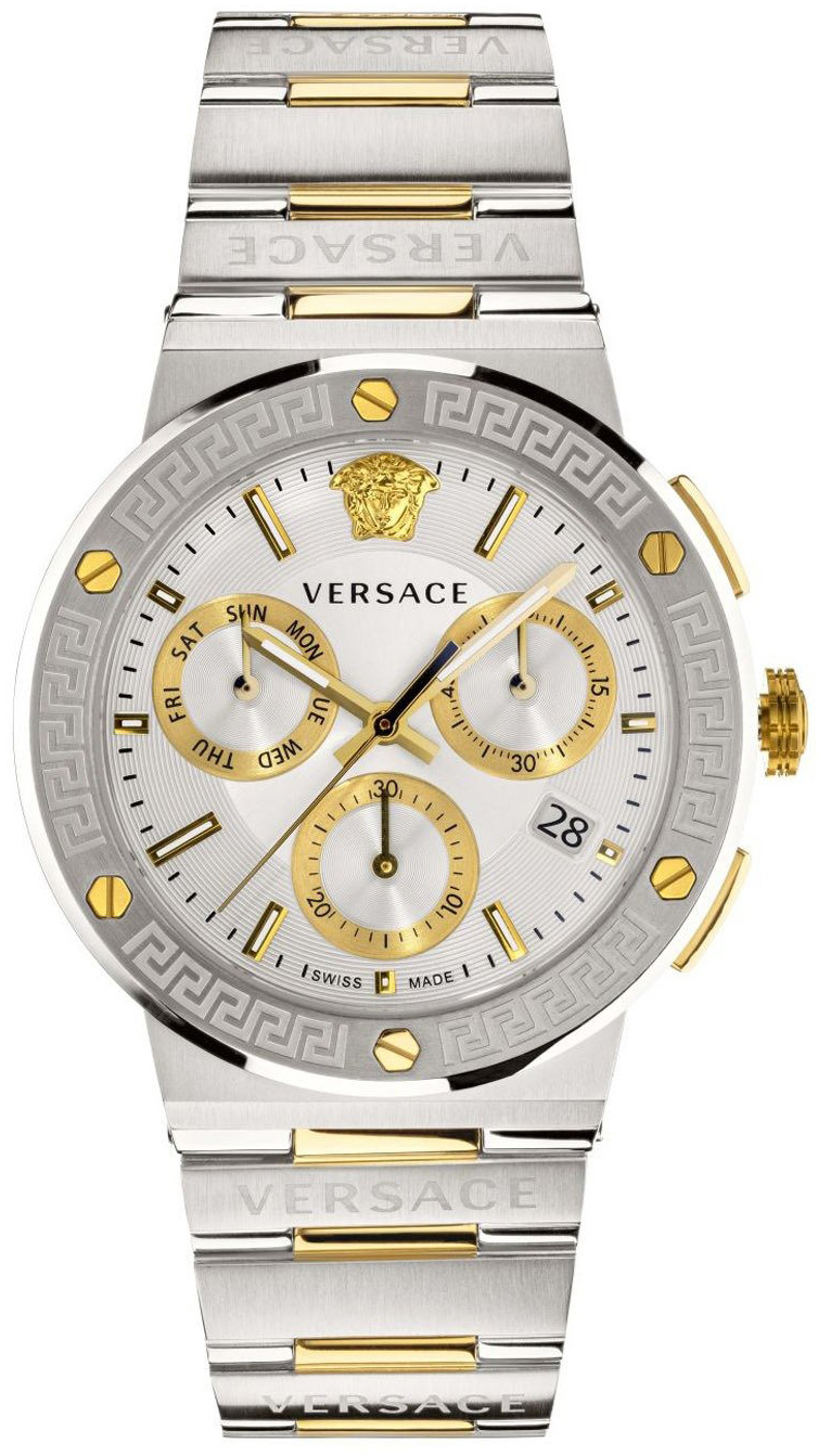 Versace Herreklokke VEZ900321 Greca Logo Sølvfarget/Gulltonet stål