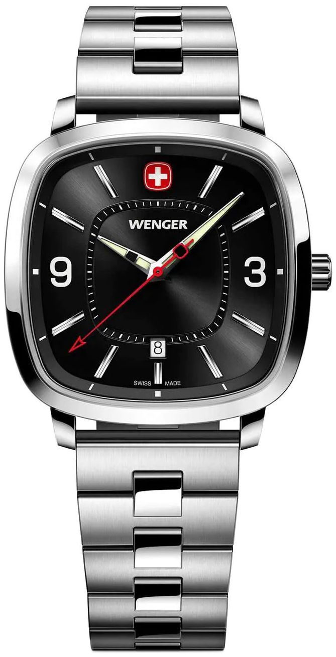 Wenger Herreklokke 01.1921.108 Vintage Sort/Stål