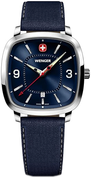 Wenger Herreklokke 01.1921.109 Vintage Blå/Lær
