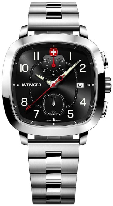 Wenger Herreklokke 01.1933.109 Vintage Sort/Stål