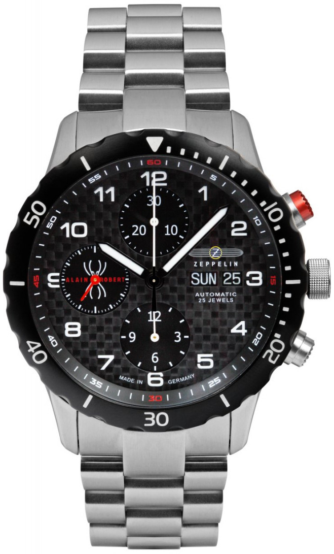 Zeppelin Herreklokke 7216M2 Alain Robert Sort/Stål Ø42 mm