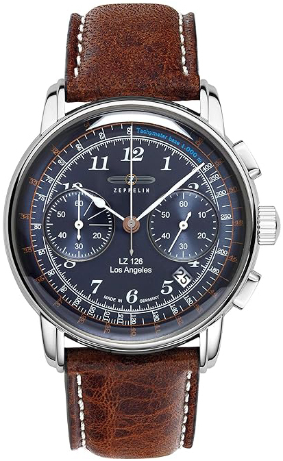 Zeppelin Herreklokke 76143 Los Angeles Blå/Lær Ø43 mm