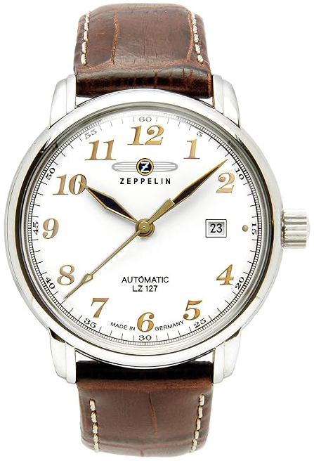 Zeppelin Herreklokke 76561 Graf Hvit/Lær Ø40 mm
