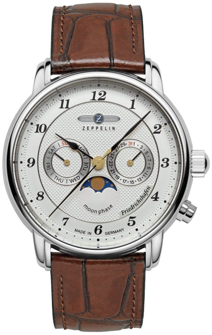 Zeppelin Herreklokke 85361 Friedrichshafen Sølvfarget/Lær Ø40 mm